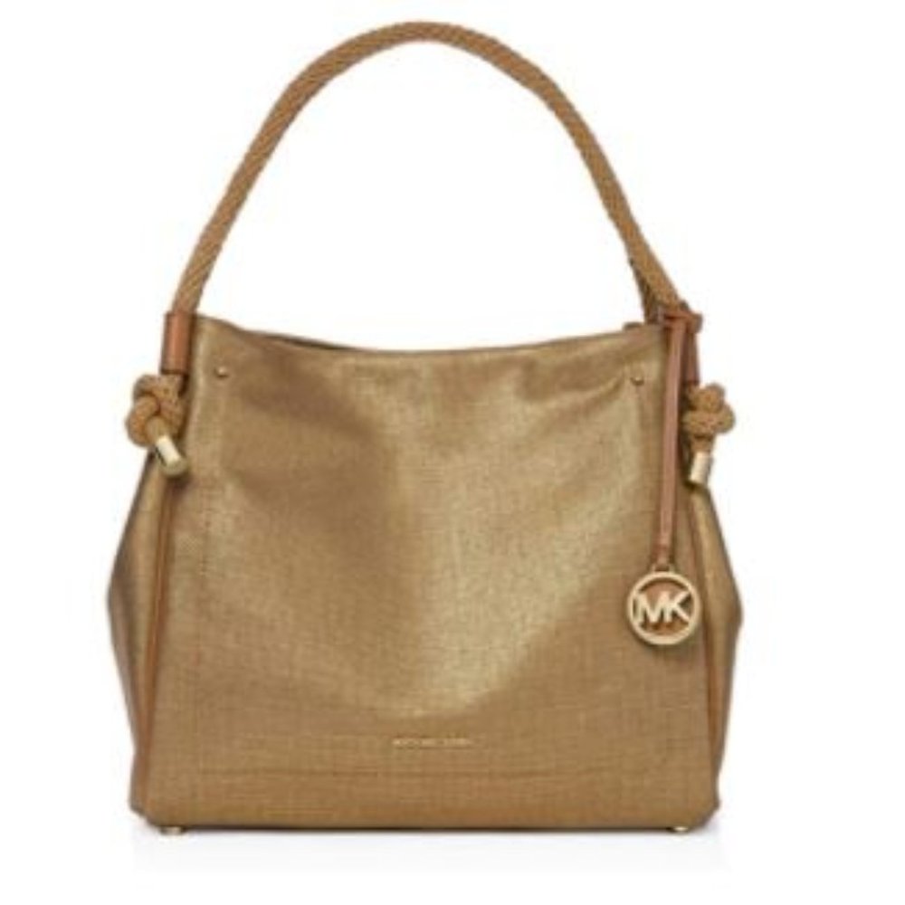 Brand NWT Isla Large Textured Grab Bag Pale Gold